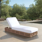 SAFAVIEH Outdoor Collection Gillian Tan Rope/White Cushion Chaise Lounge Chair (PAT7527A)