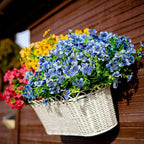 Artificial Flowers for Outdoors Fake Plants - 16 Bundles Faux Outside Greenery Boxwood No Fade Plastic Shrubs Fall Decor Farmhouse Home Garden (Blue)
