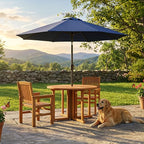 Sunnydaze Malaysian Hardwood Folding Gateleg Patio Dining Table with Teak Oil Finish - 4-Person Space-Saving Round Outdoor Table - 47.25” D x 29" H