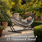 Sunnydaze Handwoven XXL Thick Cord Mayan Double Hammock for Outside - 625-Pound Capacity Heavy-Duty Outdoor Hammock - Black/Natural