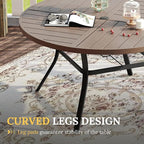 VICLLAX Round Patio Table with Adjustable Umbrella Hole for 4, All Weather Metal Outdoor Dining Table for Lawn Garden, 40.6" Outdoor Coffee Table, Grey Wood-Like Tabletop