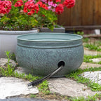Good Directions 457 Key West Garden Hose Holder Pot, Large Capacity, Blue Verde Finish