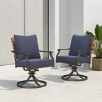 Grand patio 2-Piece Outdoor Dining Chair Set, 2 Leather-Look Wicker 360-Degree Swivel Patio Chair, Blue
