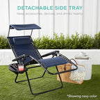 Best Choice Products Folding Zero Gravity Outdoor Recliner Patio Lounge Chair w/Adjustable Canopy Shade, Headrest, Side Accessory Tray, Textilene Mesh - Marine