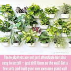 LaLaGreen Rail Planter Outdoor (6 Pack, 11.8 Inch) White Metal Iron Hanging Flower Pots Deck Railings Fence Buckets Modern Countryside Boho Style Wall Mount Window Box Plant Holder Hooks Porch Decor