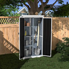 Garden Storage Shed with Lockable Doors, Waterproof Roof, Grey or Black