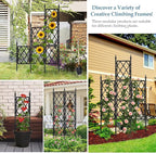 5.25FT Metal Garden Trellis for Climbing Plants Outdoor and Indoor, Black Iron Pipe Support Fence Climbing Plant Frame Wall Trellis with Garden Twist Tie for Ivy Vines Vegetable Flower