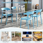 VECELO 4 Pack Plastic Stacking Chairs, Stackable Dining Chairs for Kitchen Restaurant Patio, Portable Indoor Outdoor Use, No Assembly Required, Blue