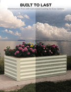 GarveeLife 8x4x2 ft Galvanized Raised Garden Bed, 24" Tall Metal Planter Box for Flowers Vegetables, Rust-Resistant Raised Garden Beds for Gardening, Easy Assembly Outdoor Garden Box & Planters,Beige