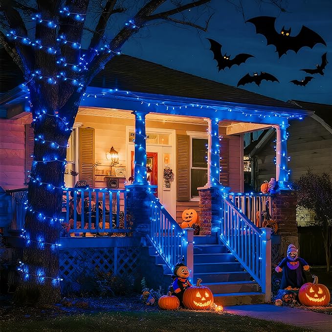 String Lights, 600 LED Blue Outdoor Waterproof 168 ft