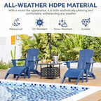Yaheetech Adirondack Ottoman Footrest for Adirondack Chair,HDPE All Weather Outdoor Folding Foot Stool for Porch, Backyard, Lawn, Navy Blue