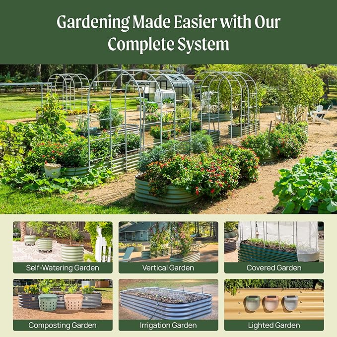Vego garden Aluzinc Raised Garden Bed Kits, 17" Tall 6 in 1 Modular Metal Raised Planter Bed for Vegetables Flowers Patio Ground Planter Box, Terra Cotta