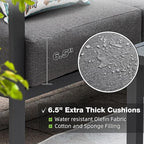 Patio Furniture Set, 6 Pieces Outdoor Couch Sectional, L Shaped Patio Sofa, Metal Patio Couch Sectional with Side Table, Outdoor Seating Conversation Set, Grey