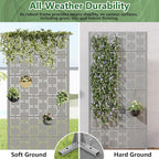 Casaphoria Metal Privacy Screen Outdoor, 72" H x 35" W Freestanding Decorative Privacy Screen for Patio Deck Balcony Garden with Stable Base, Grey-Square