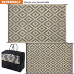 SAND MINE 6 x 9 Ft Reversible Mats, Plastic Straw Rug, Modern Area Rug, Large Floor Mat and Rug for Outdoors, RV, Patio, Backyard, Deck, Picnic, Beach, Trailer, Camping, Grey & Tan