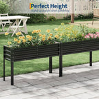 Galvanized Raised Garden Bed with Legs&Water Storage - 50×32×17 in Metal Planter Box, Outdoor Raised Garden Beds Gardening, Durable Planter Raised Beds, Sturdy Planters for Outdoor Plants (Black)