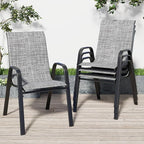 Patio Chairs Set of 4, Stackable Outdoor Dining Chairs for All Weather Textilene Fabric & Metal Frame, Outdoor Chairs Set for Backyard Deck Garden (Grey, Set of 4)