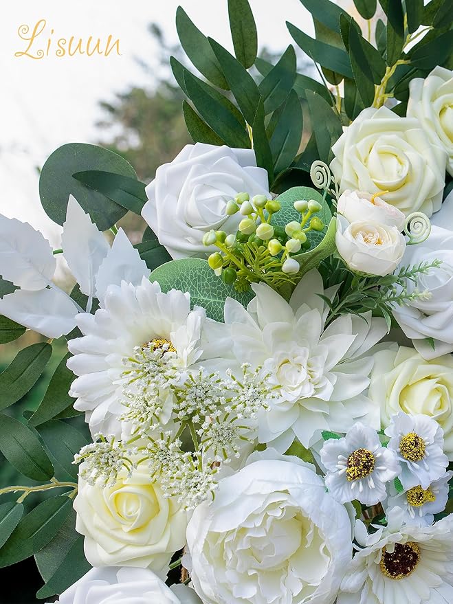 Artificial Flower Swag for Wedding Arch, Ivory Peony and Rose Silk Decor