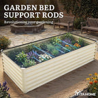 YITAHOME 8x4x2ft Large Raised Garden Bed Kit, Galvanized Metal Planter Box with Gloves, Support Rod & Safety Rubber, Outdoor Above Ground Planters for Plants Vegetables Flowers, Cream Yellow