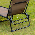 Outsunny Chaise Lounge Chair Outdoor, 5-Position Adjustable Sun Tanning Chair with Carrying Handle and Side Pocket, Folding Bed Cot with Removable Pillow for Garden, Beach, Patio, Pool, Camp, Brown