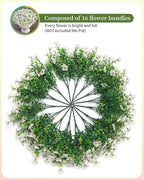Faux Flowers for Outdoor Planters 16 Bundles UV Resistant Fake Artificial Eucalyptus Plants Outside Spring Summer Yard Decoration Realistic Silk Daisy for Patio,Front Porch,Garden,Pots Decor
