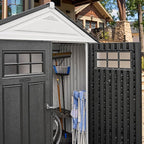 Rubbermaid Resin Outdoor Storage Shed With Floor (7 x 3.5 Ft) Weather Resistant, White, Organization for Home/Backyard/Garden Tools/Lawn Mower/Bike Storage/Pool Supplies