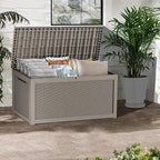 TARKARI 320 Gallon Lockable Resin Deck Box, Waterproof & UV-Resistant Outdoor Storage Box for Outdoor Cushion Storage, Garden Tools & Pool Accessories Storage, Gray