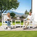 SERWALL Outdoor Rocking Chairs Set of 2, Oversized HDPE Porch Rockers for Adults, All-Weather Composite Patio Rocking Chairs, White