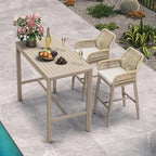 PURPLE LEAF Outdoor 29" Bar Stools Set of 2, Boho Patio Bar Height Chair with Cushion and Back for Outdoor and Indoor, Garden, Patio, Champagne