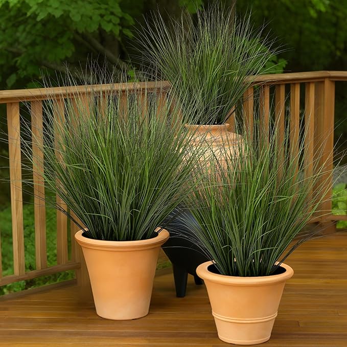 Artificial Wheat Grass Greenery Stems, 48 Pieces, Green Plastic, 26.4 Inch