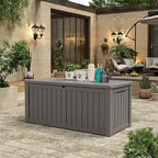 Outdoor Storage Box, Resin Deck Boxes Indoor and outdoor, Waterproof Storage Box Lockable Lid (Grey,150 Gallon)