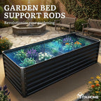 YITAHOME 6x3x2ft Large Raised Garden Bed Kit, Galvanized Metal Planter Box with Gloves, Ground Nails, Support Rod, Outdoor Above Ground Planters for Plants Vegetables Flowers, Black