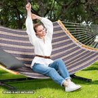 SUNCREAT Hammocks Portable Double Hammock with Curved Spreader Bar, 450 lbs Capacity, Heavy Duty Outdoor Hammock with Carrying Bag, Gray Stripes