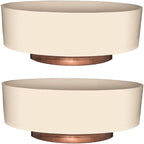 The HC Companies 8 Inch Round Plastic Succulent Capri Bowl Decorative Indoor Flower Succulent Planter Pot with Drain Plug Hole, Vanilla Bisque (2 Pack)
