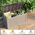 180 Gallon Outdoor Storage Box, Large Resin Deck Box for Patio Furniture Cushion Garden Tools, Waterproof and Lockable Design(Gray)
