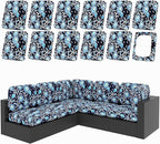 Cushion Covers for Patio Furniture, 12 Piece Bluebell Stretch Set