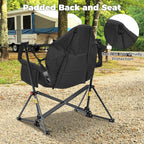 Ainfox Hammock Camping Chair, Foldable Portable Rocking Chairs for Adults Outside Swinging Camp with Cup Holder Pillow for Outdoor Patio Poolside (Black)