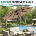 AreShark 9 FT Patio Umbrella for Outdoor, Outdoor Umbrella with Push Button Tilt and Crank, Outdoor Patio Umbrellas with 8 Sturdy Ribs for Market, Garden, Deck, Backyard, Pool (Beige)