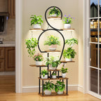 POZILAN Plant Stand Indoor with Grow Light - 9 Tiered 63" Tall Indoor Plant Shelf for Multiple Plants, Large Plant Shelf with Grow Light, Lighted Plant Stand for Indoor Plants