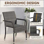 Yaheetech Set of 6 Stackable Outdoor Rattan Dining Chairs, All-Weather Armchair w/Armrests, Steel Frame for Garden, Patio, Deck, Yard, Poolside Gray
