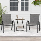 Patio Chairs Set of 2, Outdoor Dining Chairs Stackable for All Weather, Breathable Metal Modern Outside Furniture Chair for Pool Side, Garden, Backyard Deck, Dark Grey