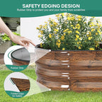 Galvanized Raised Garden Bed - 4×2×1ft (2 Packs) Planter Raised Beds for Gardening | Oval Metal Garden Planter Box with Safety Edging and Gloves for Vegetables Fruits and Flower - Grain