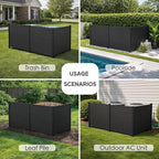 Kozyard 50" W x 48" H Outdoor Privacy Screens Aluminum Post, Air Conditioner Fence Panels, Pool Equipment Enclosure, Trash Can Screens Fence Kit for Outside Backyard Patio(Black/3Panels)