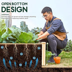 AMERLIFE 8x4 Ft Wood Raised Garden Bed, Durable 15 Inch Depth Planter Box for Vegetables, Herbs, and Flowers, Ideal for Outdoor Gardening with Open Base