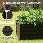 Garvee Aluminum Raised Garden Bed 4' x 2' x 16", Open-Bottom Deep Design with Rounded Safety Corners & Anti-Cut Trim, Large Outdoor Planter Box Kit, Gray