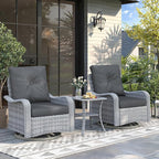 2-Seat Modern Patio Furniture Set with Swivel Rocking Chairs, Thick 4″ Cushions, Dual-Strand Wicker Rattan, Rust-Resistant Steel Frame – Outdoor Conversation & Modular Sectional,Black