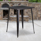EMMA + OLIVER Commercial Grade 31.5" Square Black-Gold Metal Indoor-Outdoor Bar by EMMAOLIVER
