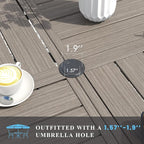 VICLLAX Patio Table and Chair Set of 4, All Weather Metal Round Outdoor Dining Furniture Set-40.6" Round Outdoor Table and Chairs, Grey Wood Grain Tabletop