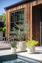 Veradek Demi Series Set of 3 Round Planters for Porch, Patio, Backyard | Durable Plastic-Concrete Material | Modern Décor for Tall Plants, Flower