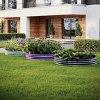 Galvanized Metal Planter Round Raised Garden Bed Kit for Gardening Outdoor，3x3x1ft Grow Garden Box Raised Flower Bed，Round Galvanized Planter Outdoor Large Metal Fire Pit Ring
